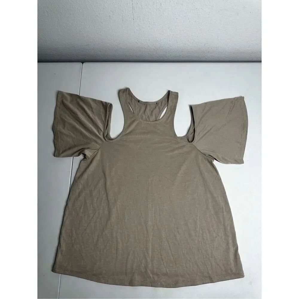 Women's Beige Haptics Cold Shoulder Boutique Soft Shirt Size Medium